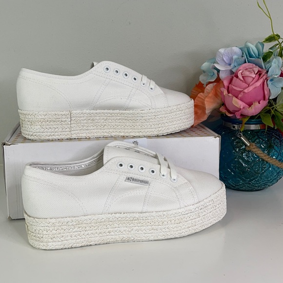 superga total white platform sneakers